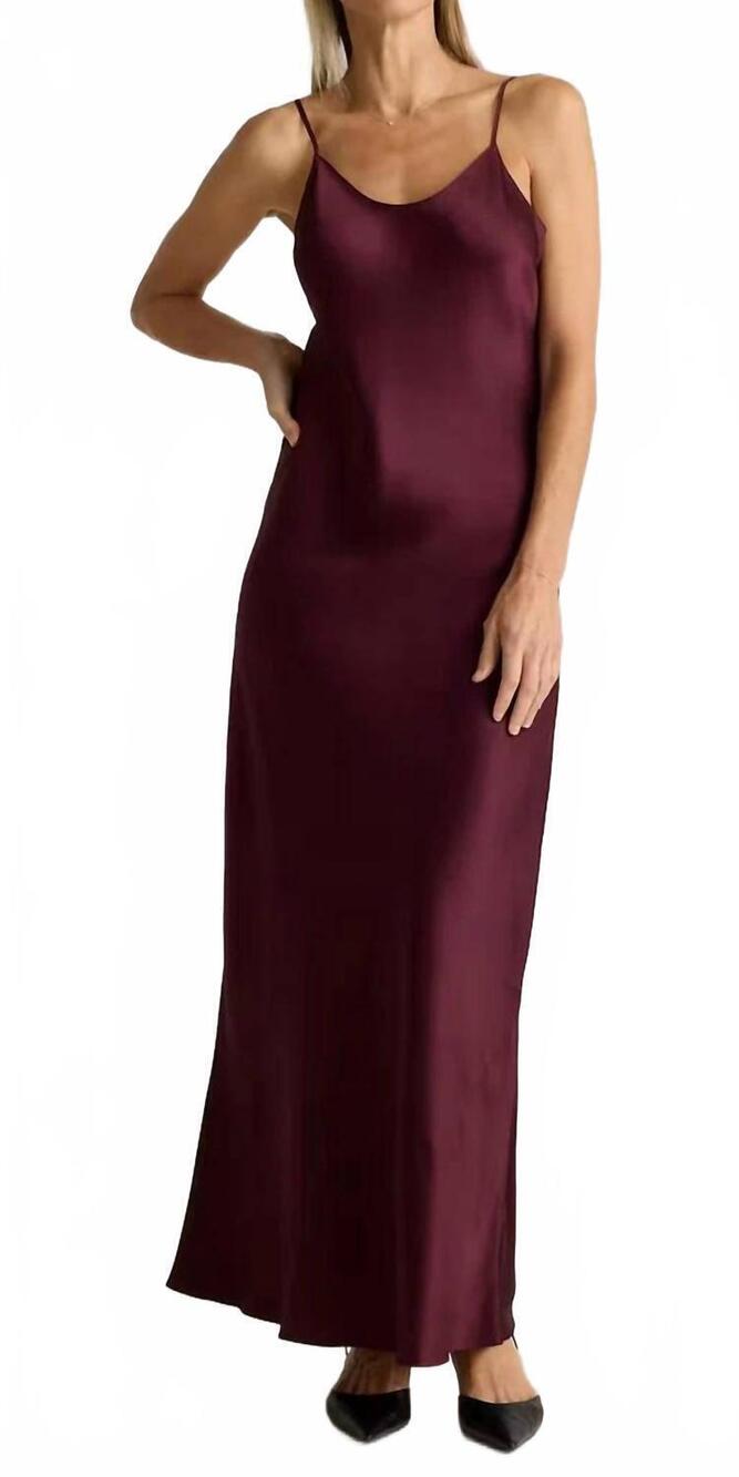 NEW MILIO MILANO silky slip maxi dress in wine